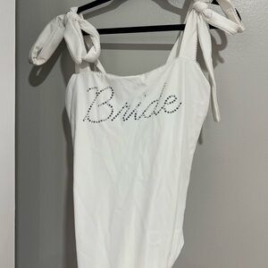 Beach Riot White Rhinestone 'Bride' One-Piece Swimsuit